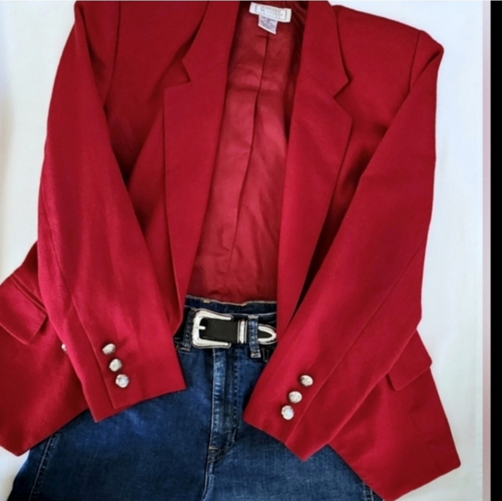 Vintage Jennifer Moore Petites Red Blazer 100% Wool